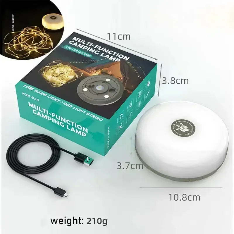 4-in-1 LED Camping Lamp Strip – 10M Waterproof Light Belt for Tent, Room & Outdoor Garden Decoration