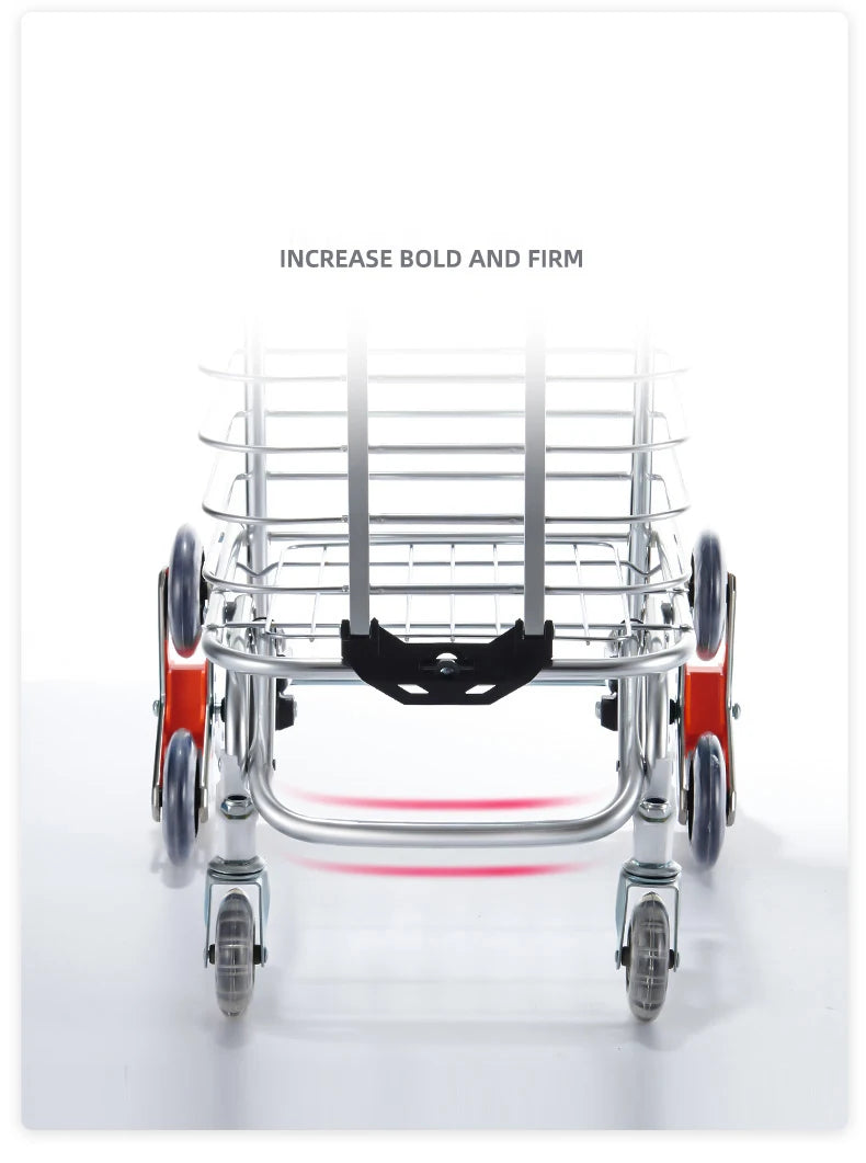 Portable Aluminum Alloy Grocery Cart – Folding Trolley with Large Capacity, Lightweight & Step Climbing Design
