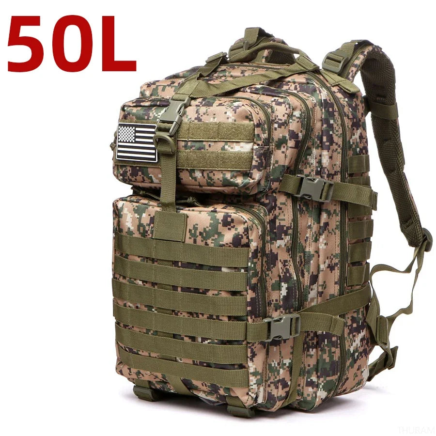 25L/50L Nylon Waterproof Backpack - Outdoor Trekking, Fishing, Hunting, Tactical Sports Rucksack for Camping & Hiking