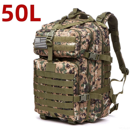 25L/50L Nylon Waterproof Backpack - Outdoor Trekking, Fishing, Hunting, Tactical Sports Rucksack for Camping & Hiking