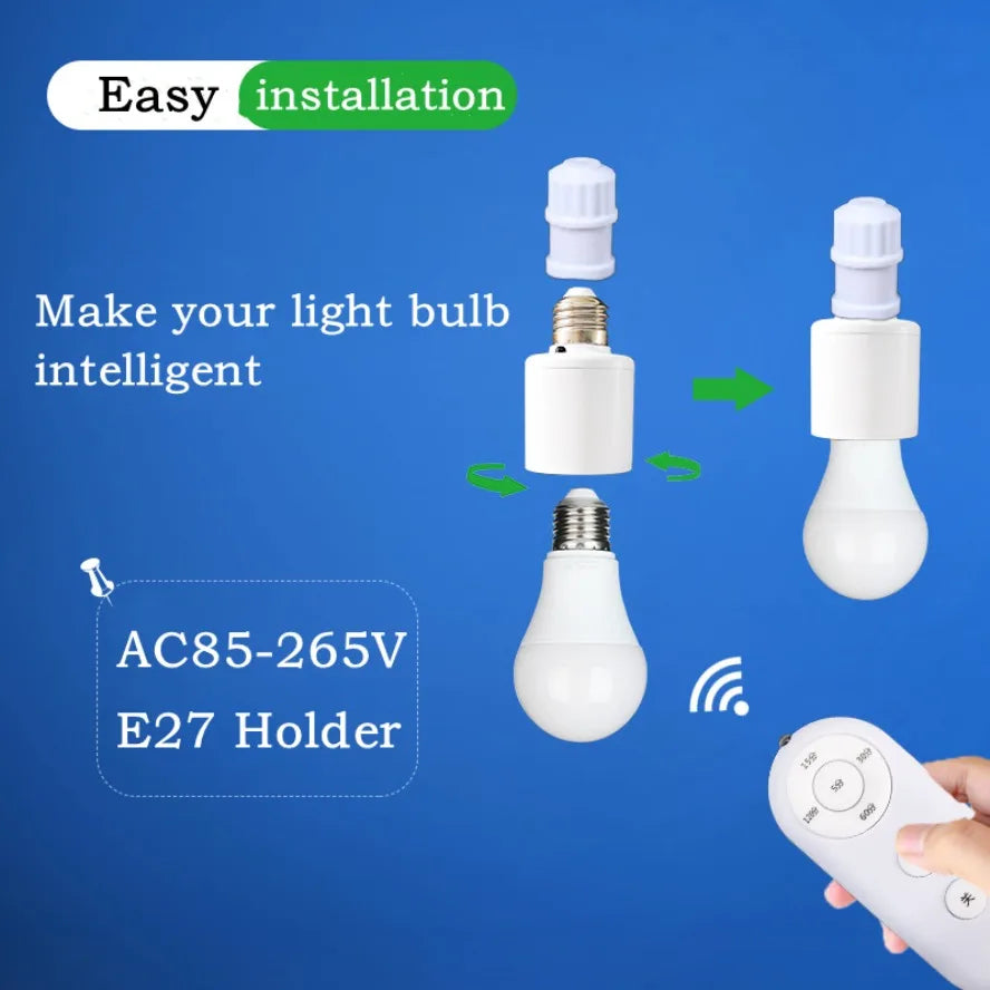 E27 Smart Lamp Holder - Wireless Remote Control Timer Switch for Home & Bedroom Lighting