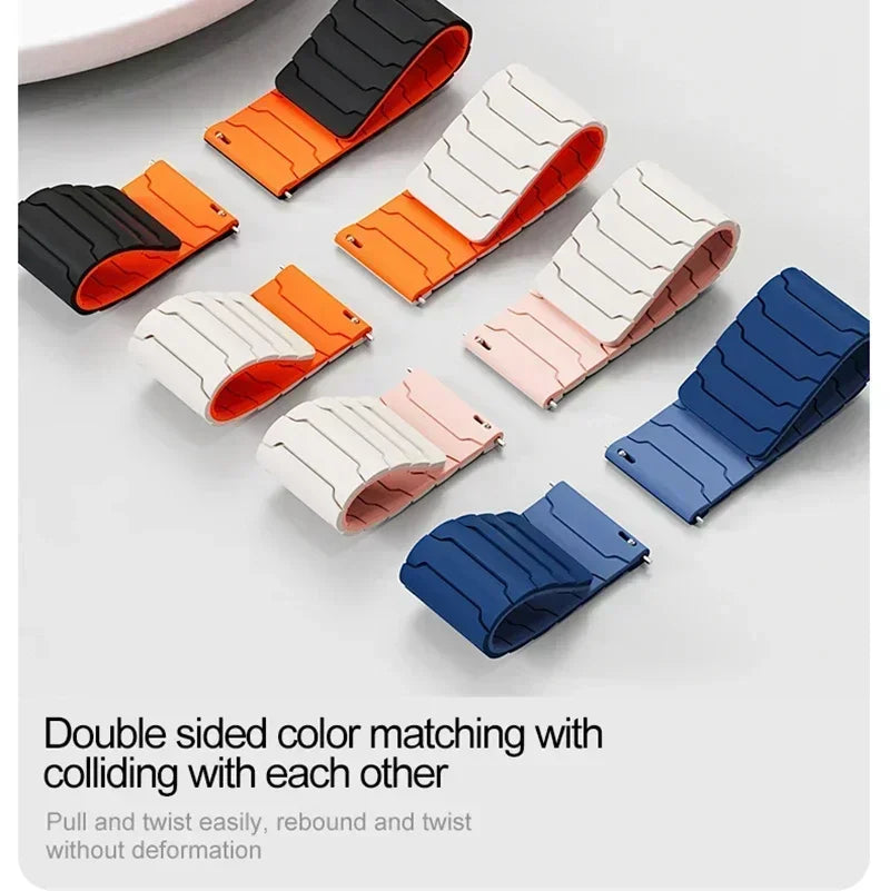 22mm Magnetic Silicone Watch Strap for NORTH EDGE APACHE-46 – Sport Replacement Wristband Bracelet Accessories