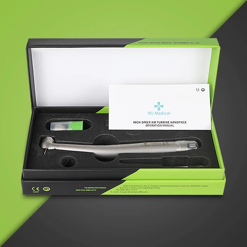 Dental LED High-Speed Handpiece — E-Generator Air Turbine with Push Button, Triple Water Spray & Dentist Tips Model B2 M4