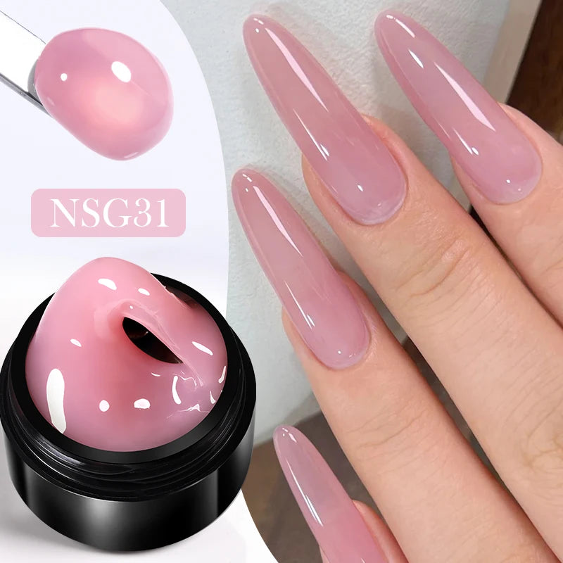 BORN PRETTY 15ml Clear Non-Stick Hand Extension Gel - 3D Shaping Nail Art, Milky Jelly Hard Gel for Fake Nails