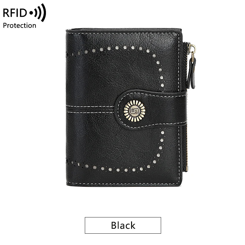 Fashionable Women’s Retro Short Wallet – PU Leather Multifunctional Handbag with Large Capacity, Multi-Card Slot & Coin Pocket
