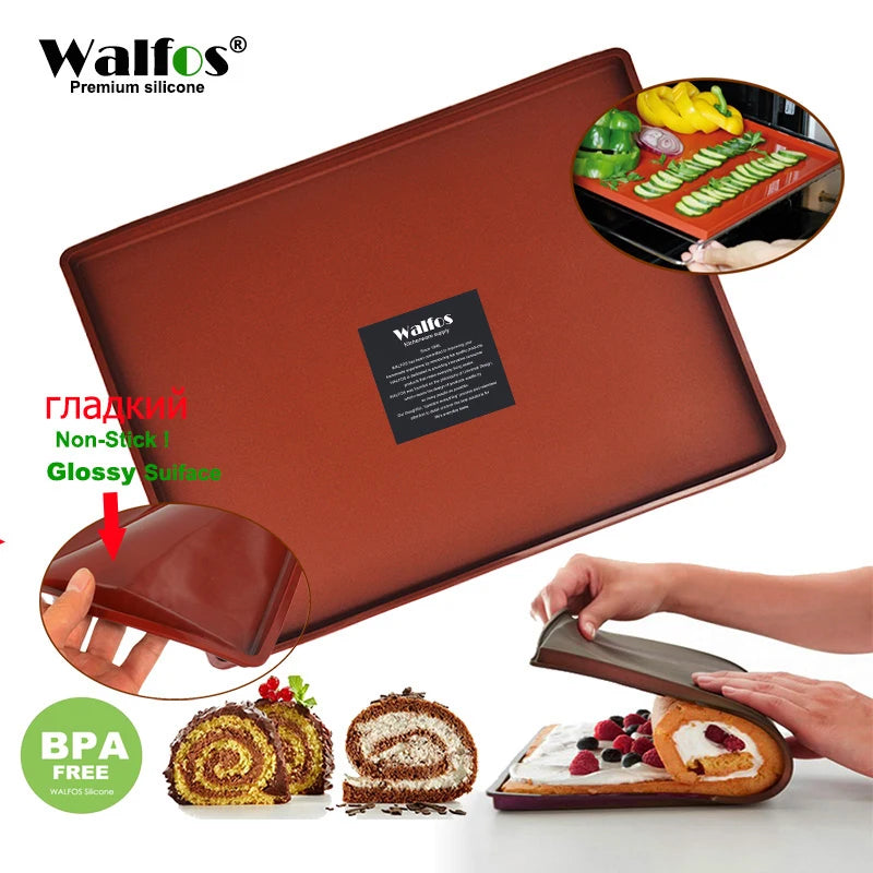 Walfos Food-Grade Silicone Baking Mat – Non-Stick DIY Cake Pad & Oven Liner for Swiss Roll & Bakeware Use