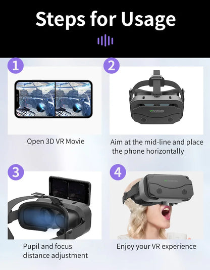 Shinecon 3D VR Glasses – Virtual Reality Headset with Controller for Smartphone Gaming