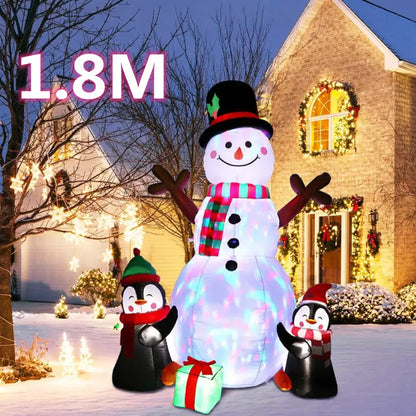 Christmas Inflatable Decoration – Glowing Snowman, Penguins & Santa Claus with Built-in LED for Indoor and Outdoor Xmas Party Yard