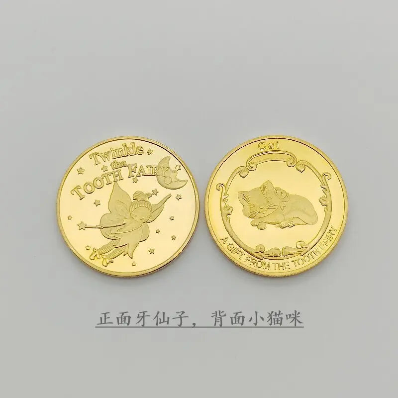 Tooth Fairy Gold Plated Commemorative Coin – Metal Keepsake Gift for Kids Tooth Collection