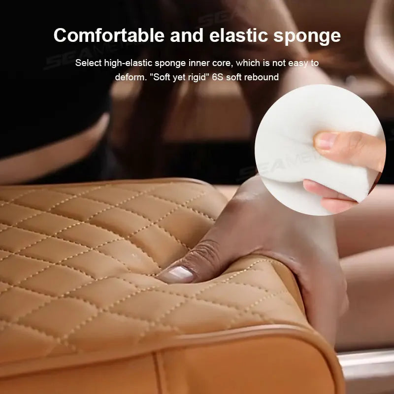 Auto Center Console Armrest Cushion Heightening Pad – All-Season Car Armrest Pillow with Dual Cup Holders & Comfort Cover