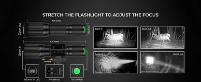 Night Vision Rifle Scope – IR850 Infrared Tactical Monocular with MOA Recording & Range Finder