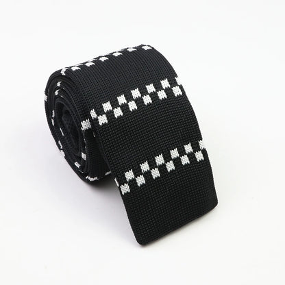 Classic Knit Neck Tie for Men — 6cm Plaid & Dots Casual Business Wedding Tie