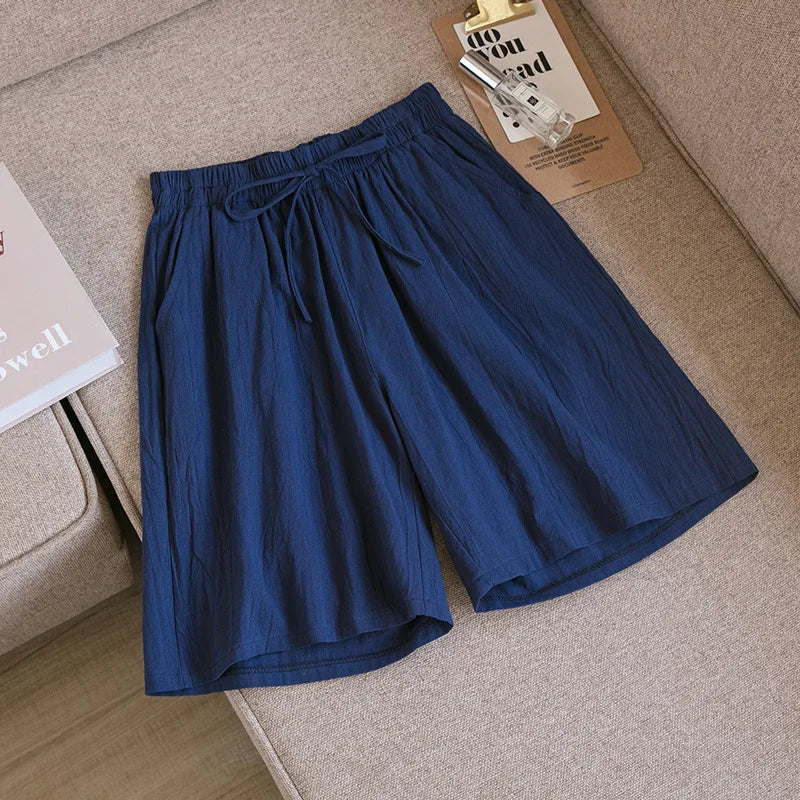 2024 Women’s High Waist Cotton Summer Shorts with Pockets – Casual Loose Fit Soft Cool Shorts for Girls