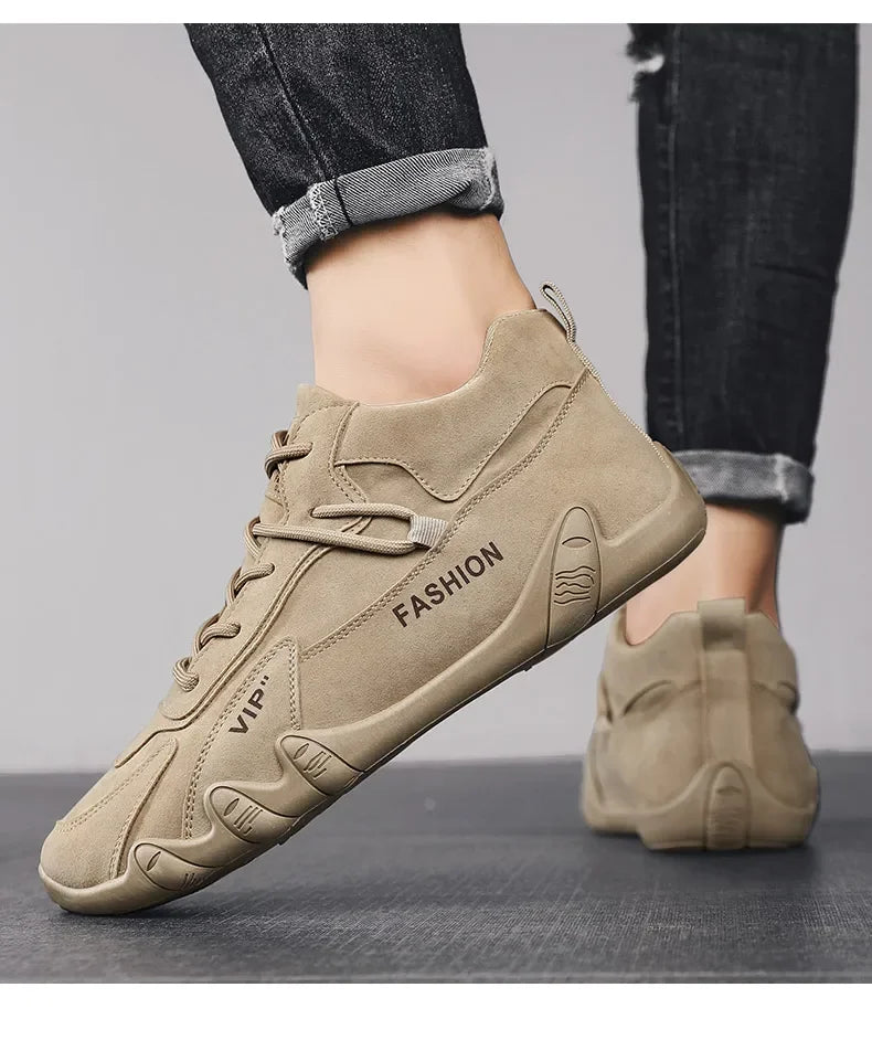 2024 Men’s Spring Ankle Boots – Casual Lace-Up Khaki Sneakers, Non-Slip Work Shoes & Loafers