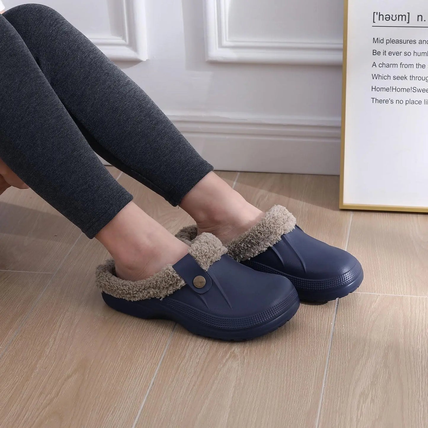 Bebealy Casual Women’s Garden Shoes & Warm Fluffy Men’s Waterproof Winter Slippers – Outdoor Antiskid Classic Leopard Design