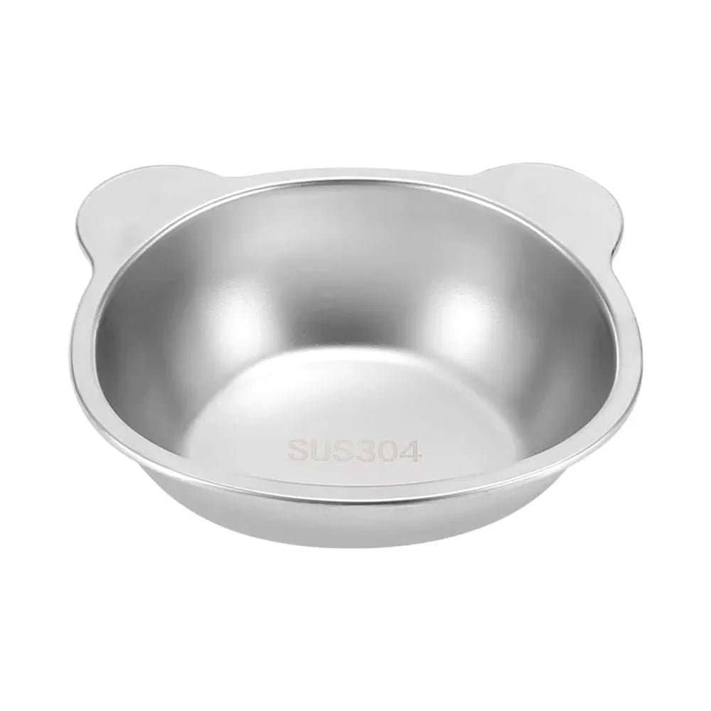 304 Stainless Steel Raised Cat Bowl - 15° Elevated Tilted Design for Cats and Puppies