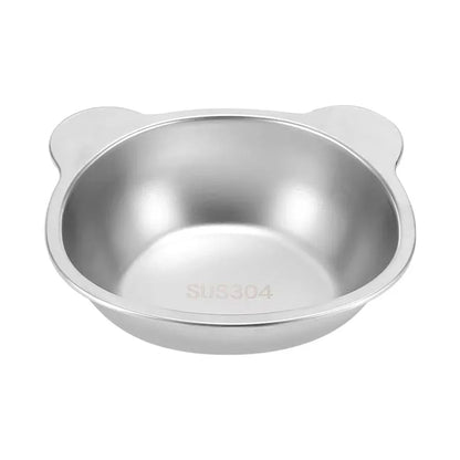 304 Stainless Steel Raised Cat Bowl - 15° Elevated Tilted Design for Cats and Puppies