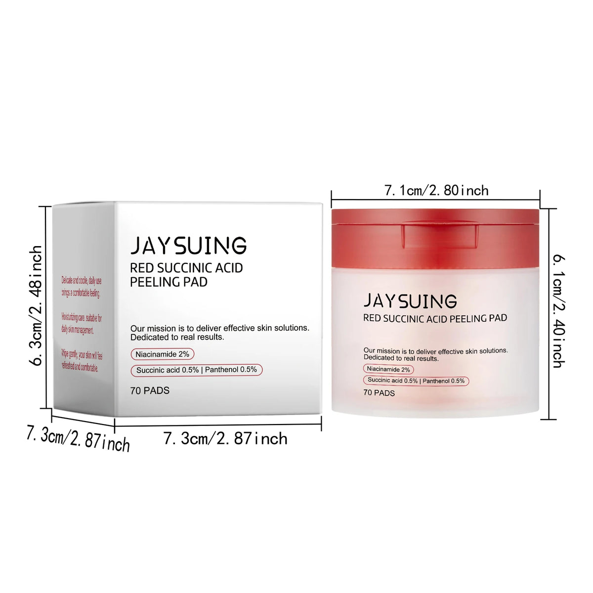 70-Piece Red Succinic Acid Peeling Pads - Gentle Exfoliating & Moisturizing Facial Pads with Panthenol