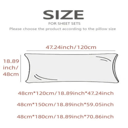 Long Pillowcase - Solid Color Washed Double Pillow Cover 48x100cm 120cm 150cm 180cm Couple Pillowcase Without Insert