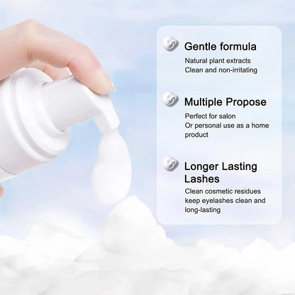 50ml Lanthome Eyelash Extension Shampoo Foam - Deep Cleanser for Eyelids, Mascara Remover & Glue, Salon & Home Use