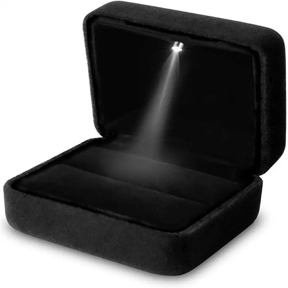 LED Jewelry Ring & Necklace Box — Luxury Velvet Display Case with Light for Engagement, Proposal & Wedding Gifts