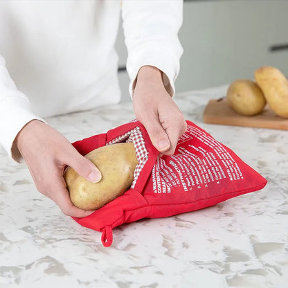 Reusable Microwave Potato Bag - Express Baked Potato Cooker for Perfect Potatoes in 4 Minutes - Red Baked Pouch