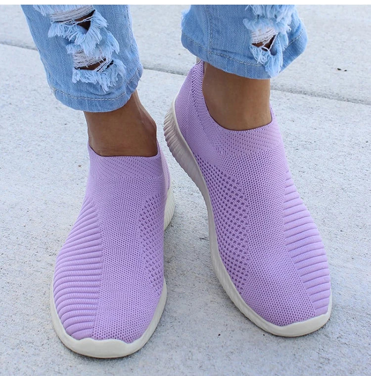 Women’s Fashion Sneakers — Casual Walking Flat Platform Sock-Style Chunky Slip-On Shoes