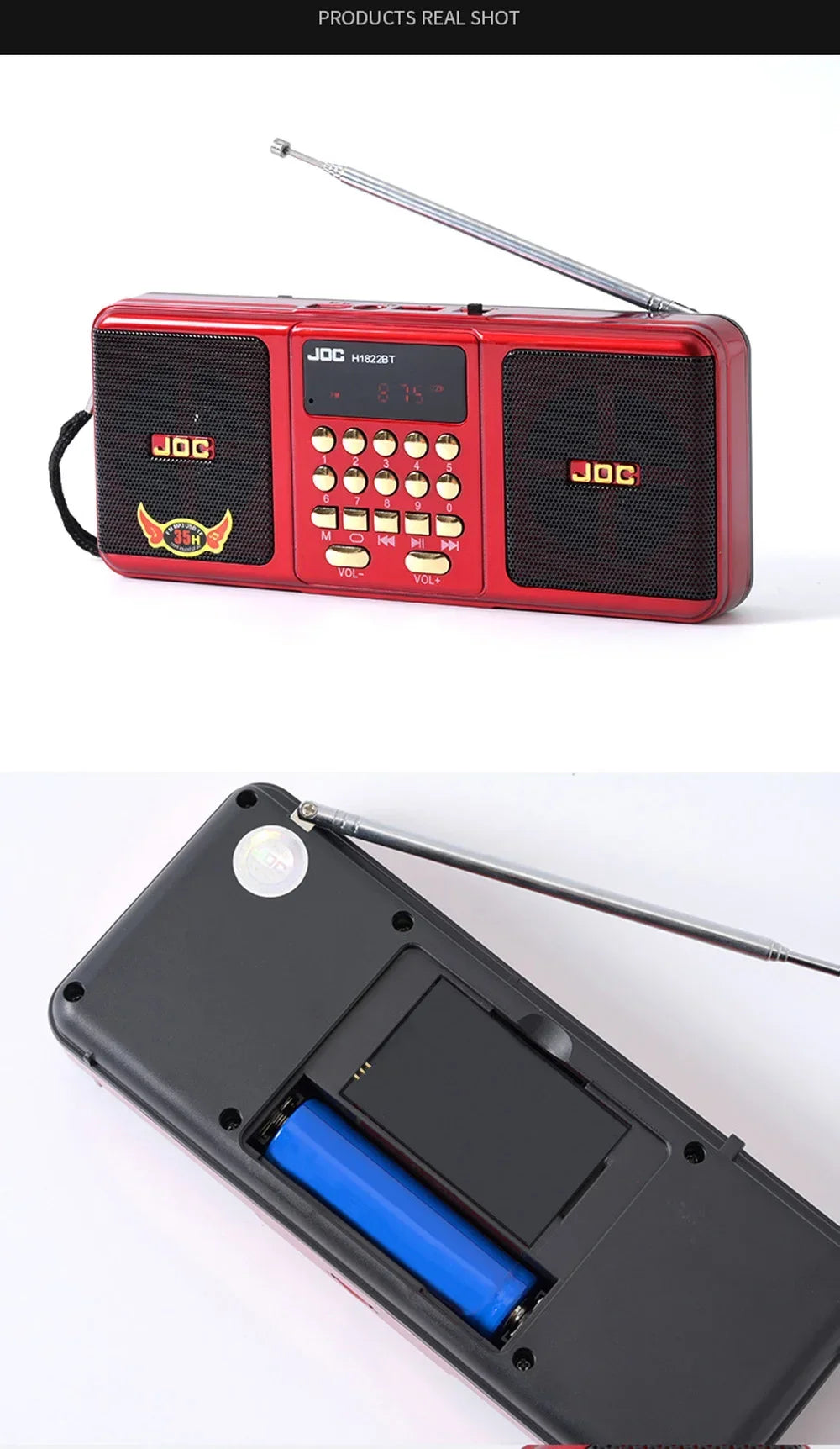 Portable Bluetooth FM Radio Speaker — Wireless Stereo with USB, TF Card & Rechargeable Battery