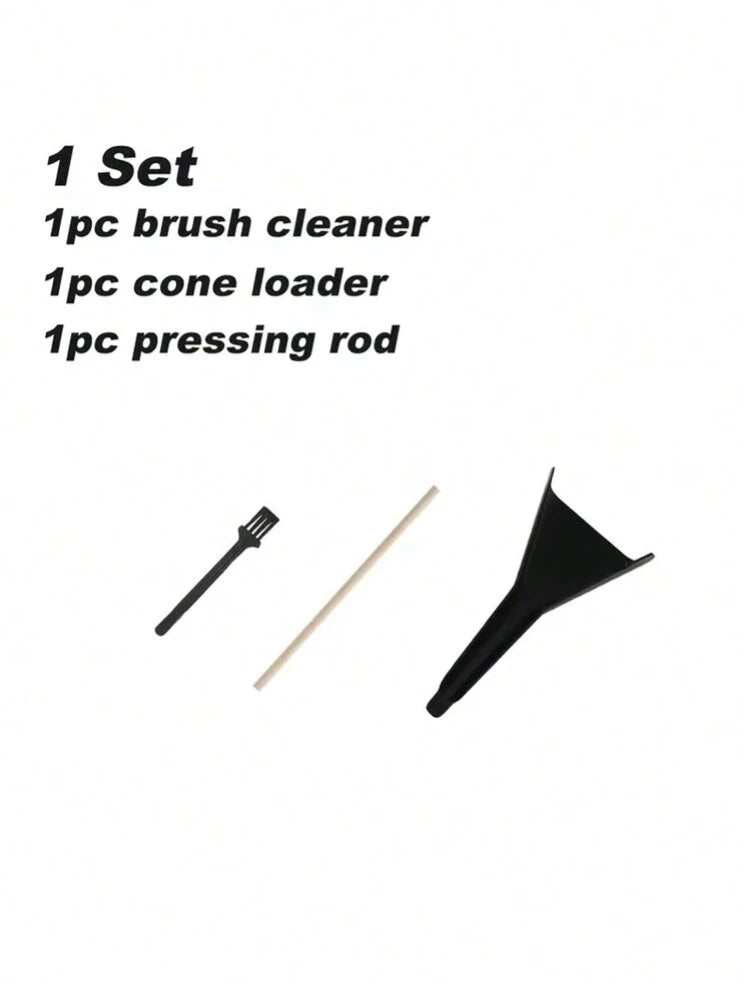 Pre-Rolled Cone Loader Set - Tobacco Filling Funnel Tool with Cleaning Brush & Press Rod