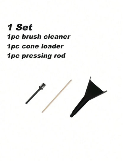 Pre-Rolled Cone Loader Set - Tobacco Filling Funnel Tool with Cleaning Brush & Press Rod