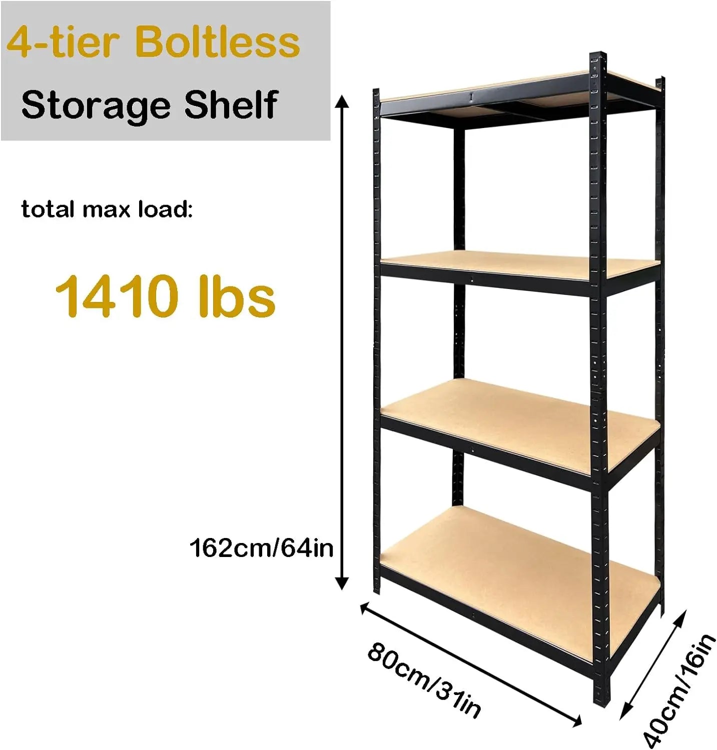 DayPlus 5-Tier Heavy Duty Garage Shelving – Adjustable Storage Unit, 386LBS Load Capacity per Tier, 150-200CM Height