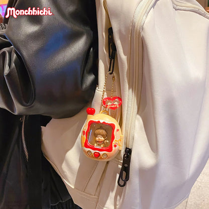 Monchhichi Keycap Clicker Keychain – Cartoon Fidget Toy, Stress Relief Keyboard Charm & Backpack Pendant Gift