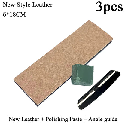 Thickened Non-Slip Diamond Knife Sharpener – 15° Kitchen Whetstone & Leather Polishing System