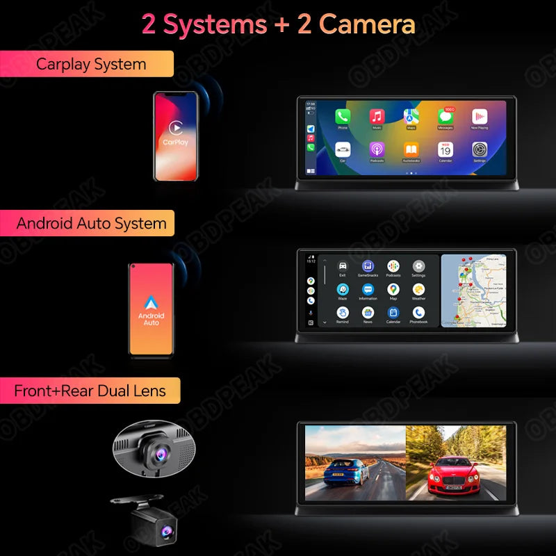 K2 Pro 11.3" 4K Dash Cam — Car DVR with Wireless CarPlay, Android Auto, 5G WiFi & GPS Navigation