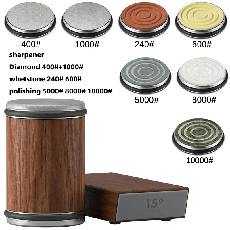 New Rolling Double-Sided Diamond Knife Sharpener – 15° & 20° Magnetic Angle Roller for Kitchen Sharpening
