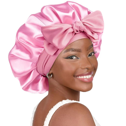 New Satin Sleeping Hat for Women – Stretchy Tie Band, Adjustable Night Shower Cap, Hair Head Cover Bonnet Turban