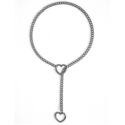 Heart Slip Chain Necklace for Women — Fashion Punk Rock Goth Choker Jewelry Accessory