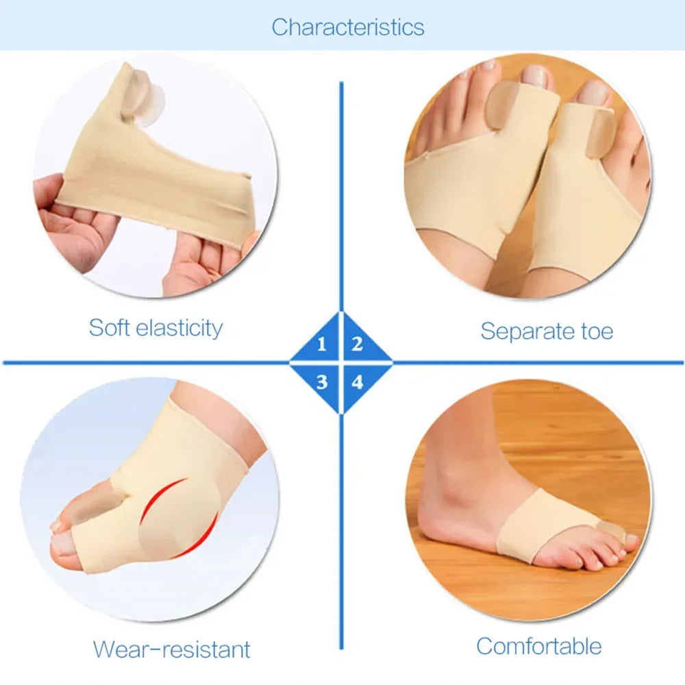 2PCS Toe Separators & Hallux Valgus Bunion Corrector – Foot Bone Adjusters, Pedicure Sock Straightener, Orthotics Correction Tools