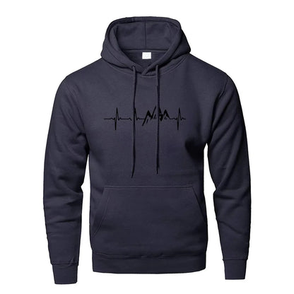Mountain Heartbeat Hoodie – Teen Sweatshirt, Autumn Long Sleeve Hooded Sportswear in Black & Gray
