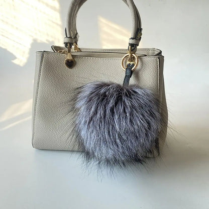 15cm Real Raccoon Fur Pompon Keychain – Cute Pendant for Bags, Hats, Clothes, and Accessories
