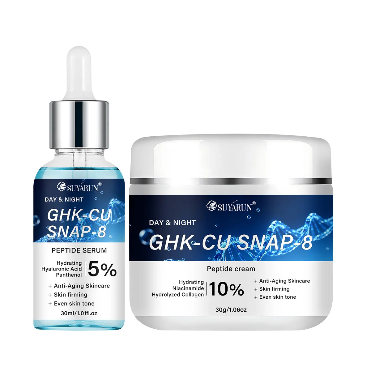 SUYARUN GHK-Cu SNAP-8 Cream & Serum - Anti-Aging Facial Moisturizer for Firming & Hydrating All Skin Types