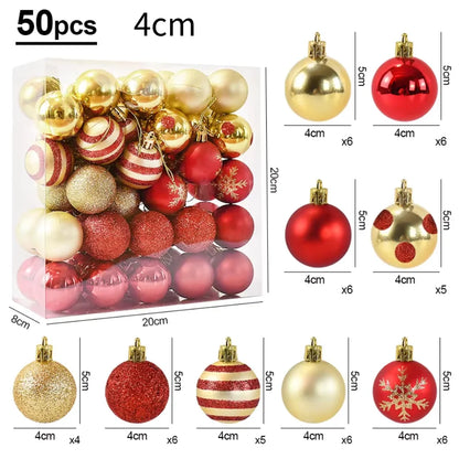 50PCS Christmas Tree Ornaments – Hanging Balls Baubles for Xmas 2025 Home Decor & 2026 New Year Gifts