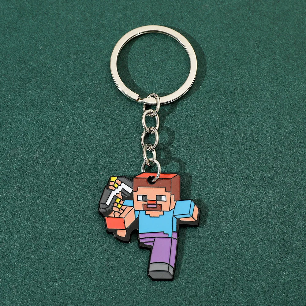 Cute Pixel World Keychain - Enamel Pendant Charm, Gaming-Inspired Jewelry Gift for Fans and Friends