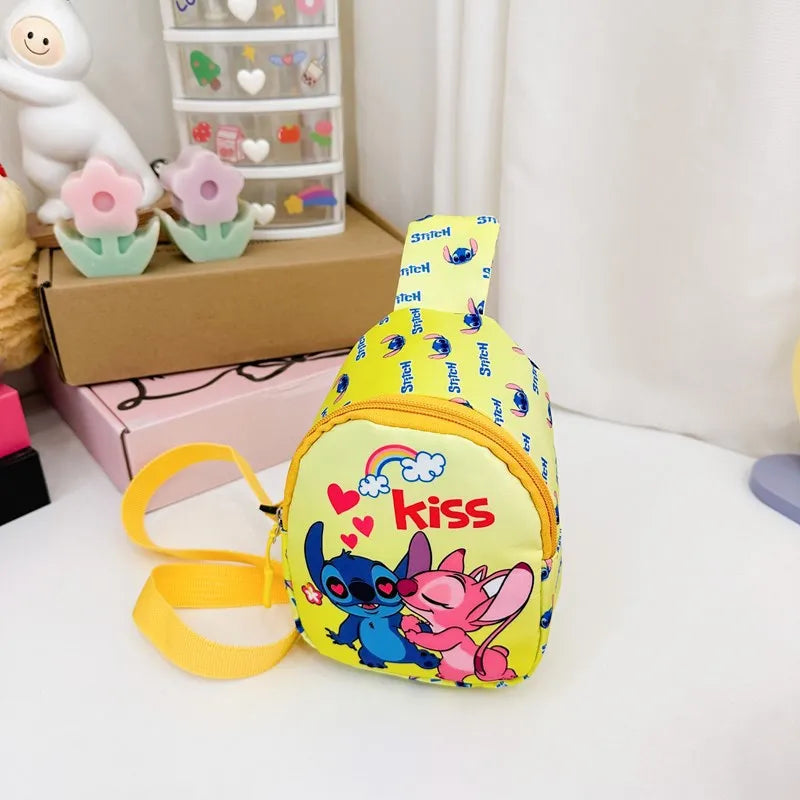 Disney Cartoon Stitch Kids Chest Bag – Cute Crossbody Waist Pouch with Zipper, Coin Purse & Gift for Children