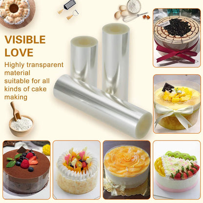 Acetate Film for Bakeware - Transparent Cake Surround Film, DIY Mousse Cake Collar Sheets for Cake Decorating