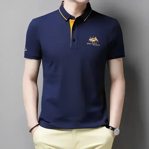Custom Men's Embroidered Polo Shirt - Short Sleeve Casual Summer Fashion Top