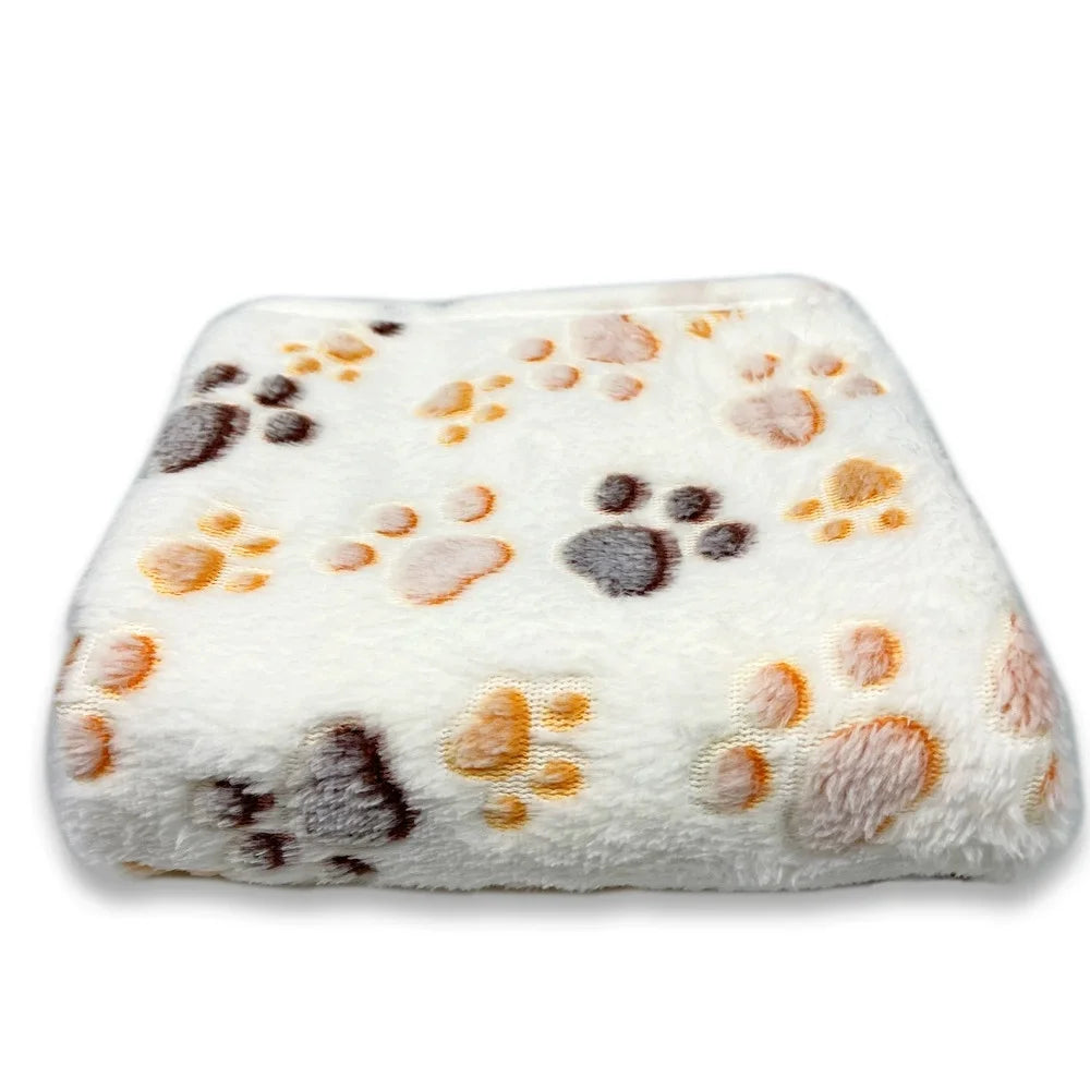 Soft Fluffy Pet Blanket - Warm Fleece Dog & Cat Throw with Cute Paw Print Design for Puppies and Kittens