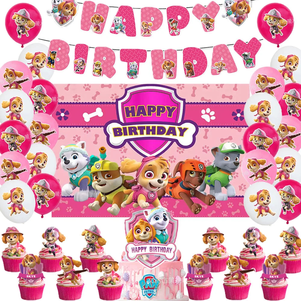 PAW Patrol Skye Pink Birthday Party Decorations Set – Foil Balloon Backdrop, Disposable Tableware & Baby Shower Supplies for Girls Kids Gifts