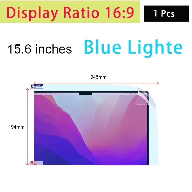 15.6-Inch Laptop Screen Protector - 16:9 Soft Film for Dell, ASUS, Samsung, Lenovo & Toshiba Laptops