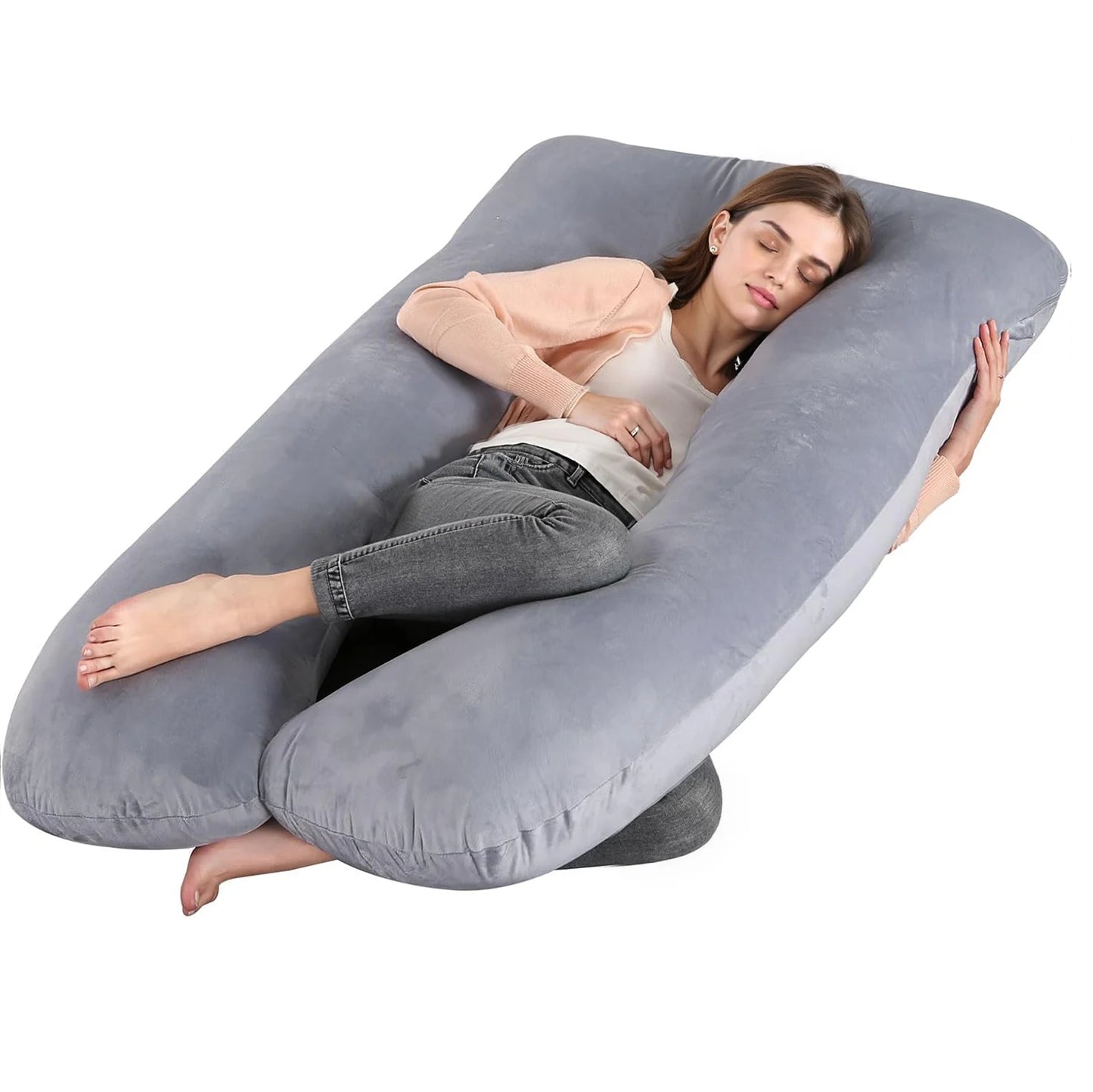 G-Shaped Pregnancy Pillow – Full Body Maternity Sleeping Pillow with Removable Cover for Belly Support